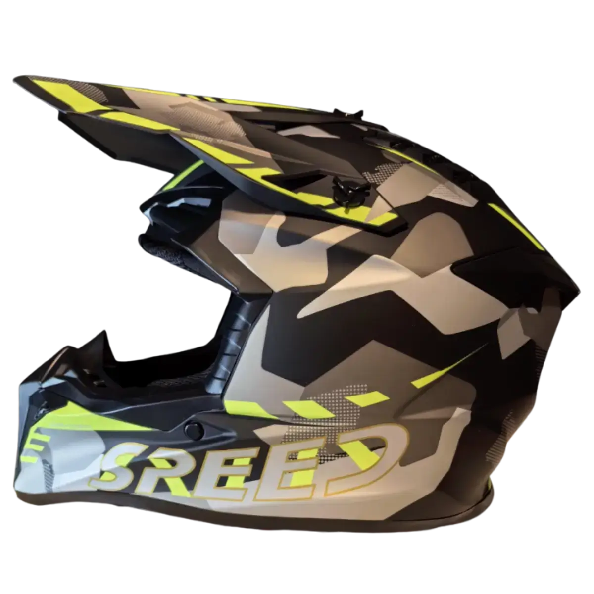 Κράνος Off Road – γκρι παραλλαγή με γείσο – αριστερή όψη