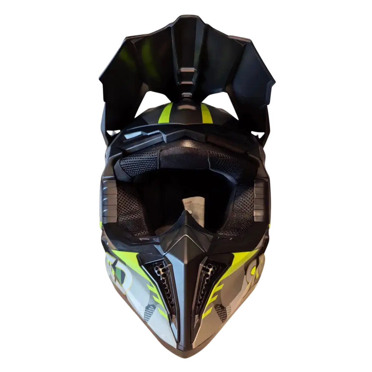 Κράνος Off Road – γκρι παραλλαγή με γείσο – εμπρόσθια όψη