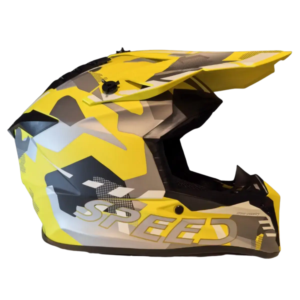 Κράνος Off Road – κίτρινη παραλλαγή με γείσο – δεξιά όψη