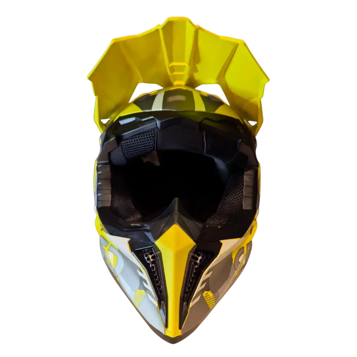 Κράνος Off Road – κίτρινη παραλλαγή με γείσο – εμπρόσθια όψη